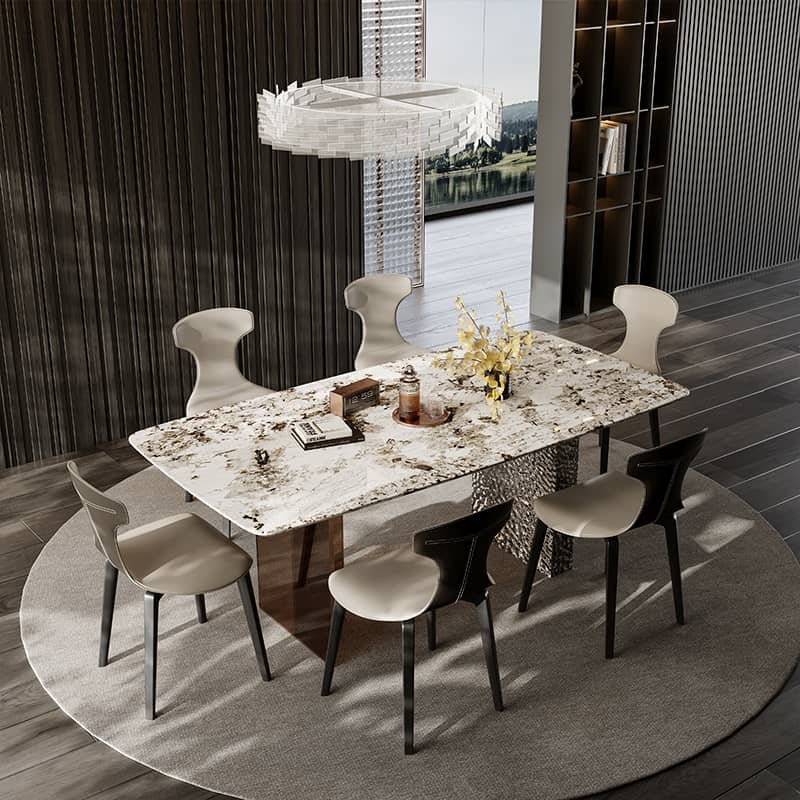 Luxury Snow Mountain Fox Stone Dining Table