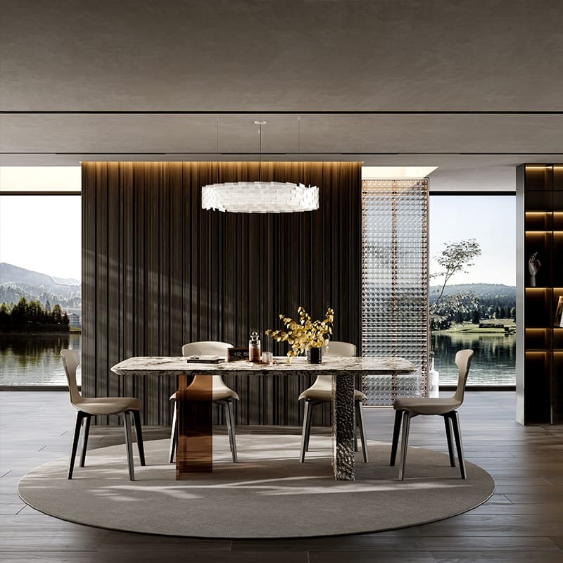Luxury Snow Mountain Fox Stone Dining Table