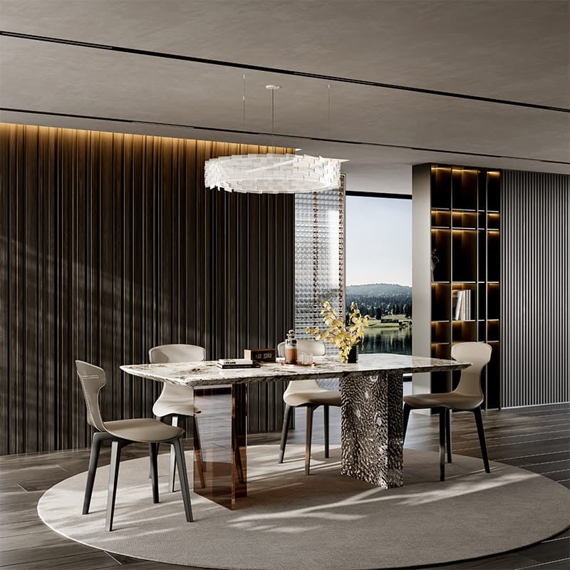 Luxury Snow Mountain Fox Stone Dining Table