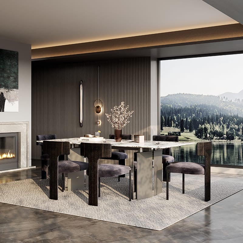 Luxury Fox Snow Mountain Stone Dining Table