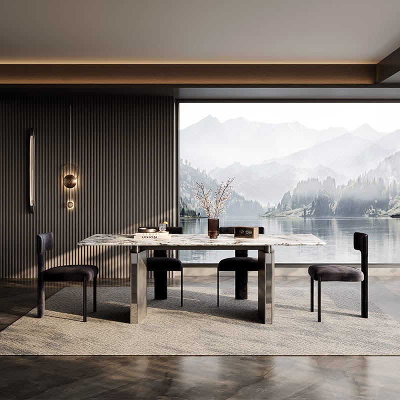 Luxury Fox Snow Mountain Stone Dining Table