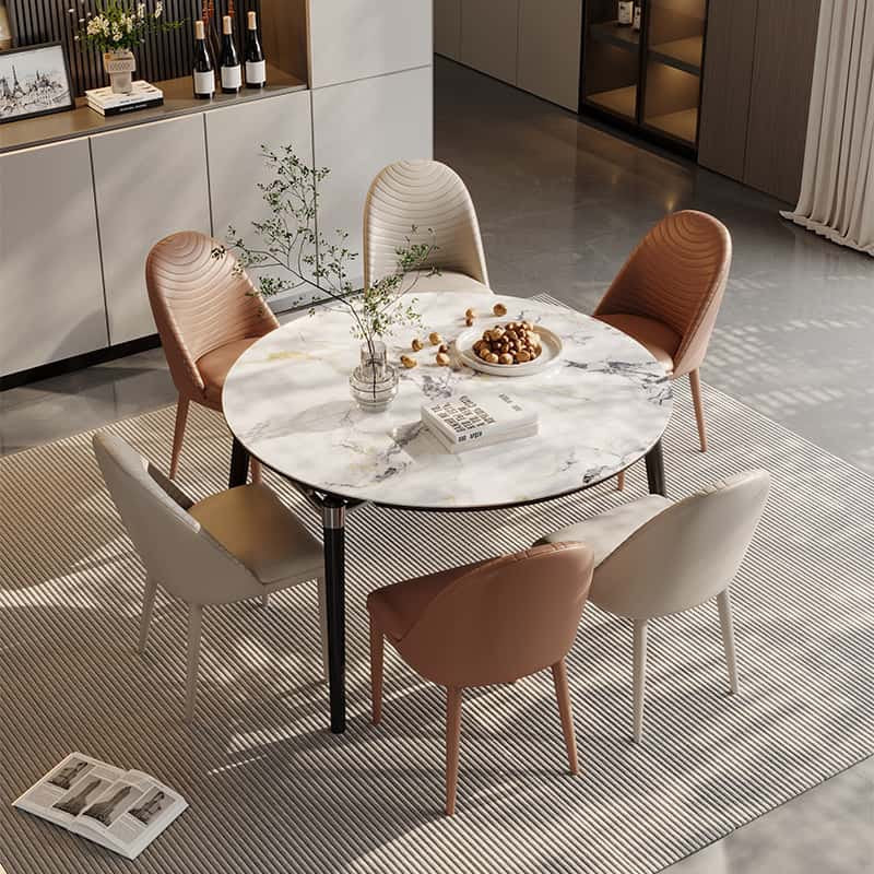 Extendable Round Stone Dining Table