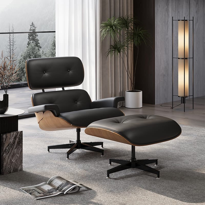 Eames Style Lounge Chair with Ottoman