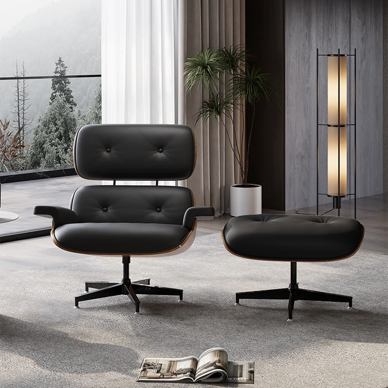 Eames Style Lounge Chair with Ottoman
