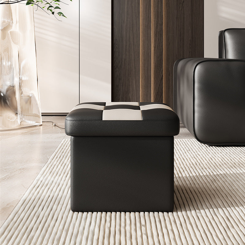 Checkered Storage Ottoman