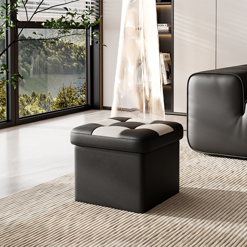 Checkered Storage Ottoman