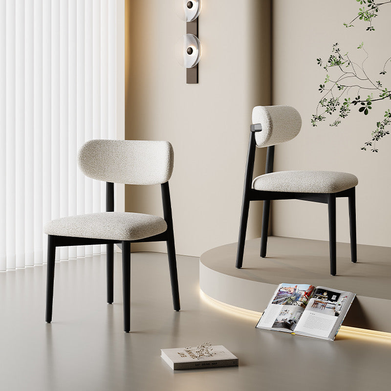 Solid Wood Dining Chair with Fabric Upholstery
