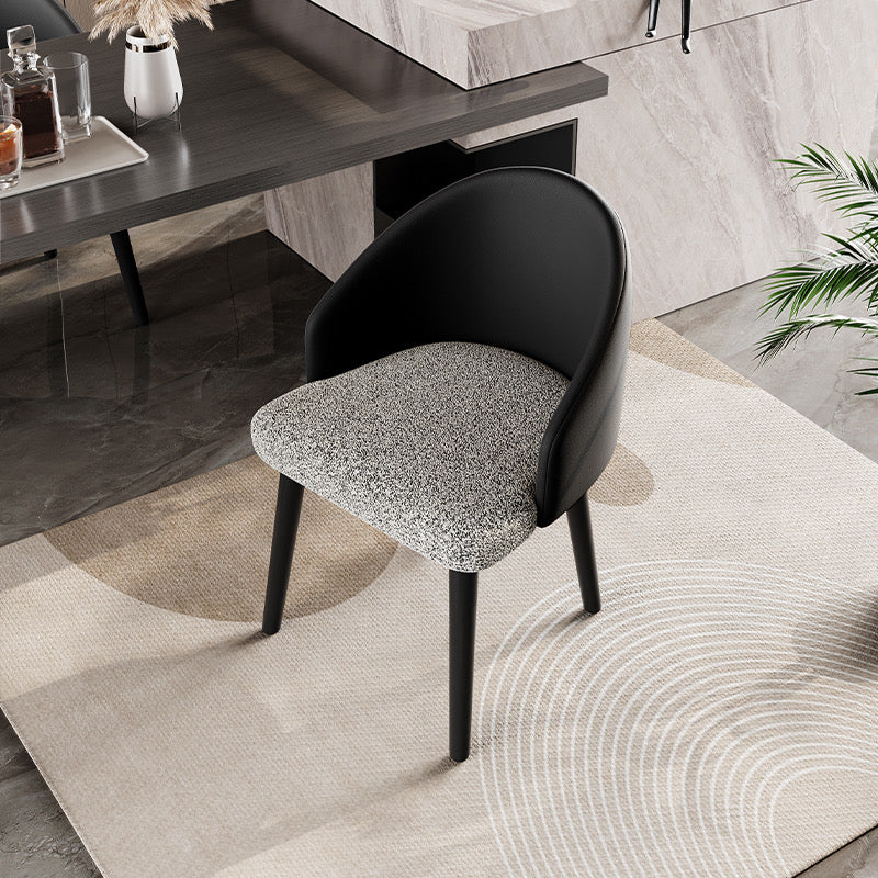 Black Leather and Fabric Dining Chair