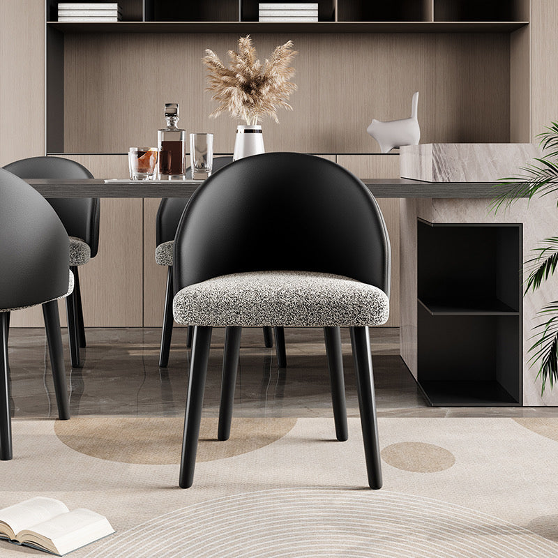 Black Leather and Fabric Dining Chair