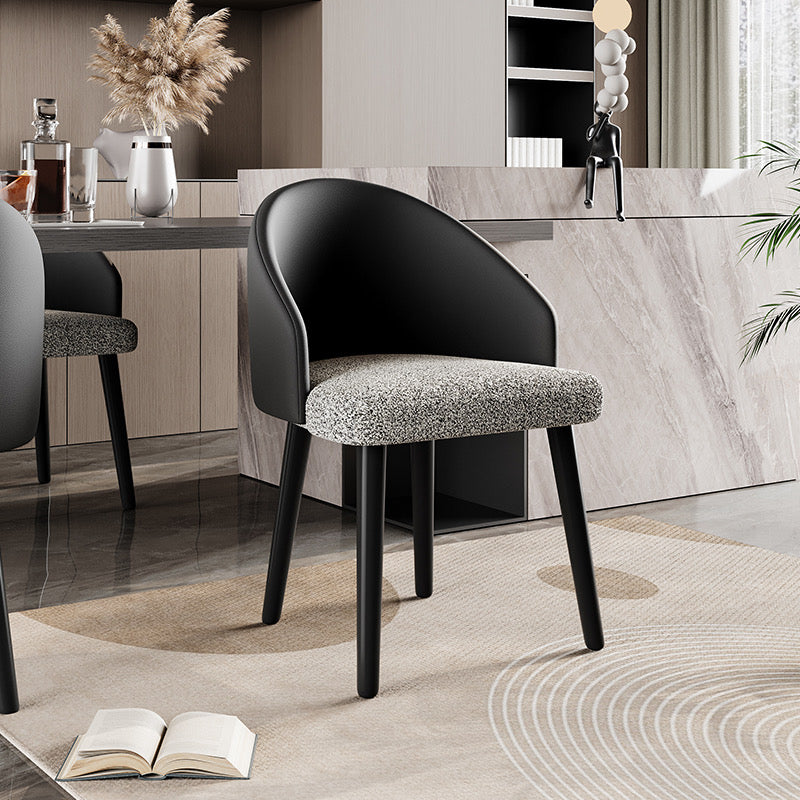 Black Leather and Fabric Dining Chair