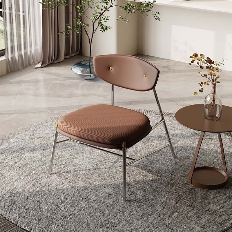 Corduroy Saddle Leather Accent Chair