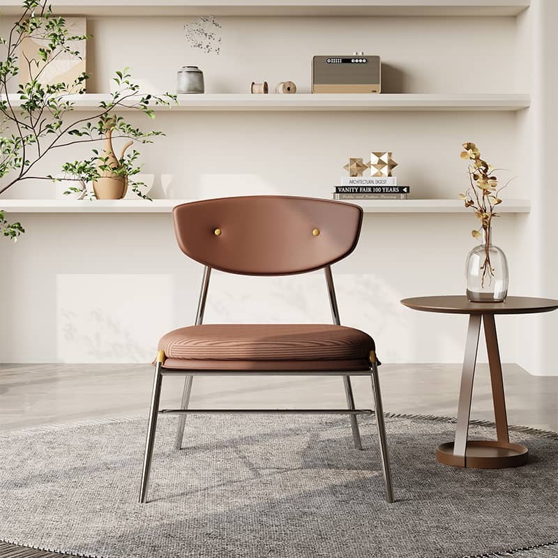 Corduroy Saddle Leather Accent Chair