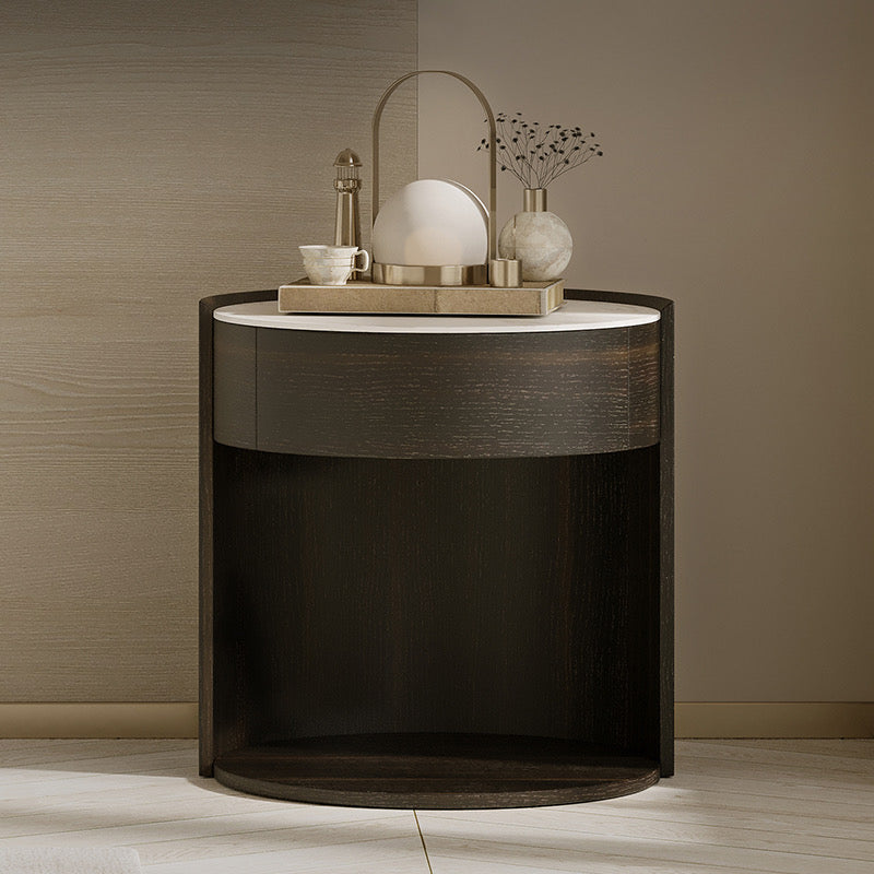Smoked Wood Bedside Table