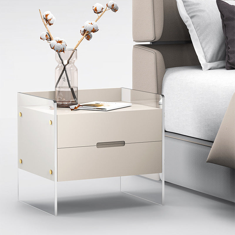 Acrylic Double Drawer Bedside Table