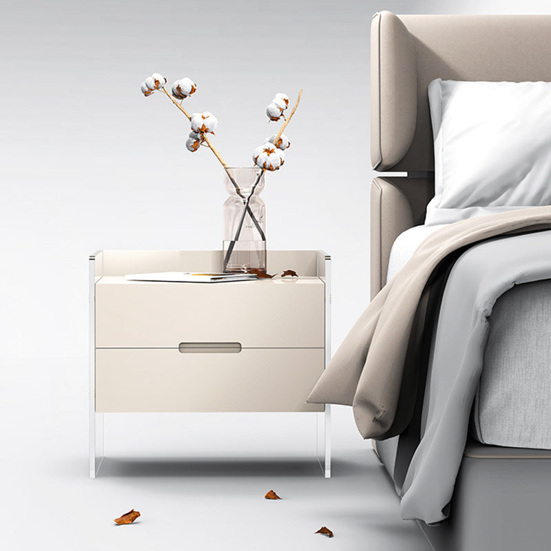 Acrylic Double Drawer Bedside Table