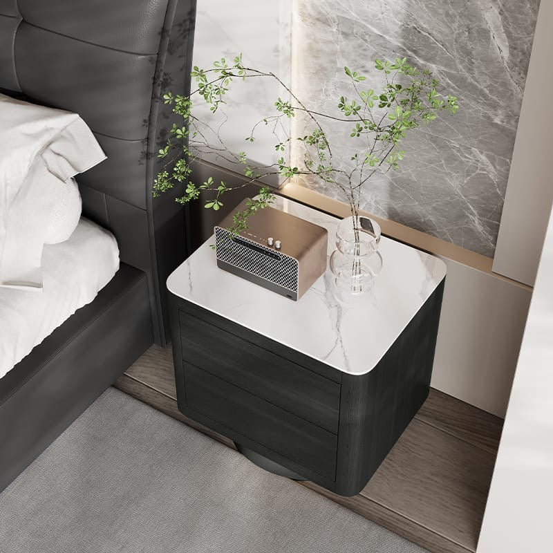 Smoked Wood and Slate Nightstand