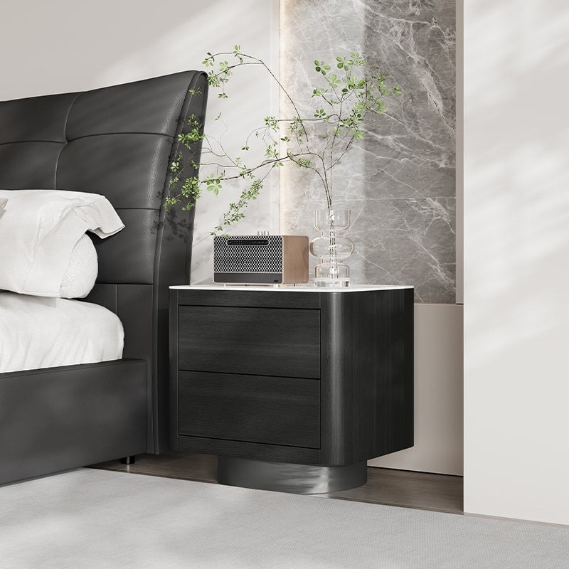 Smoked Wood and Slate Nightstand