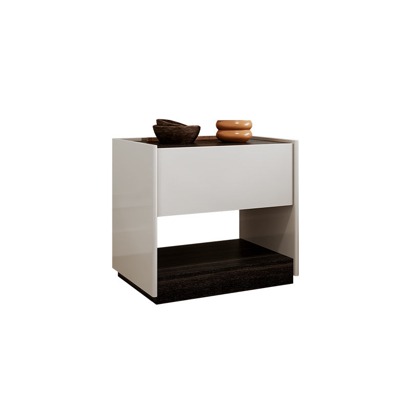 Smoked Wood Square Nightstand