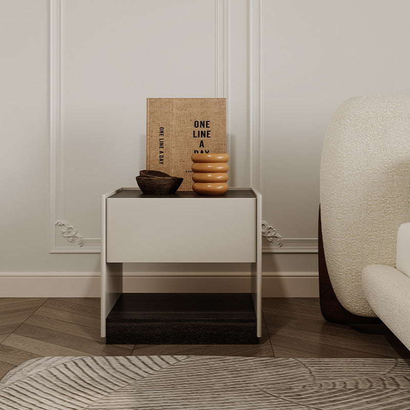 Smoked Wood Square Nightstand