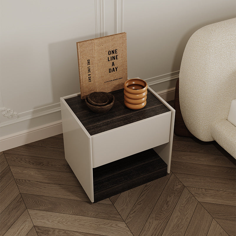 Smoked Wood Square Nightstand