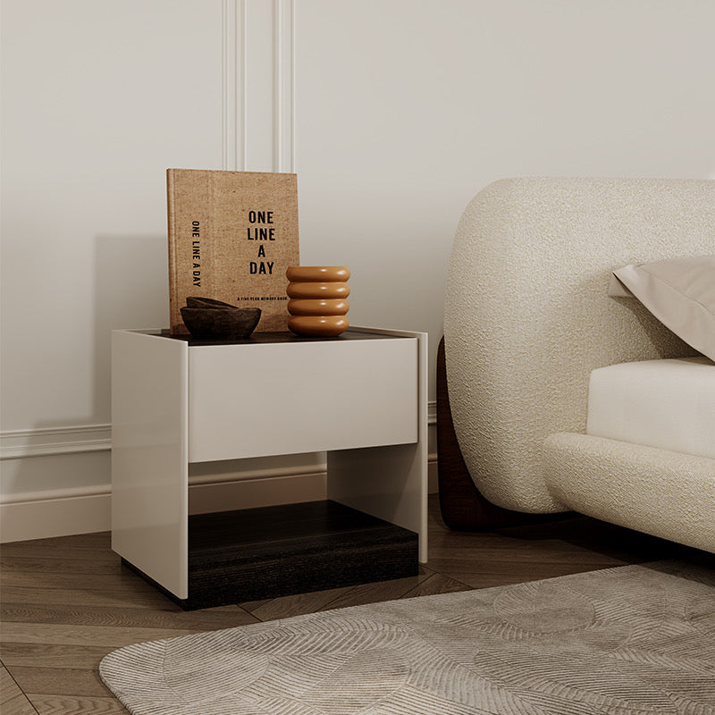 Smoked Wood Square Nightstand