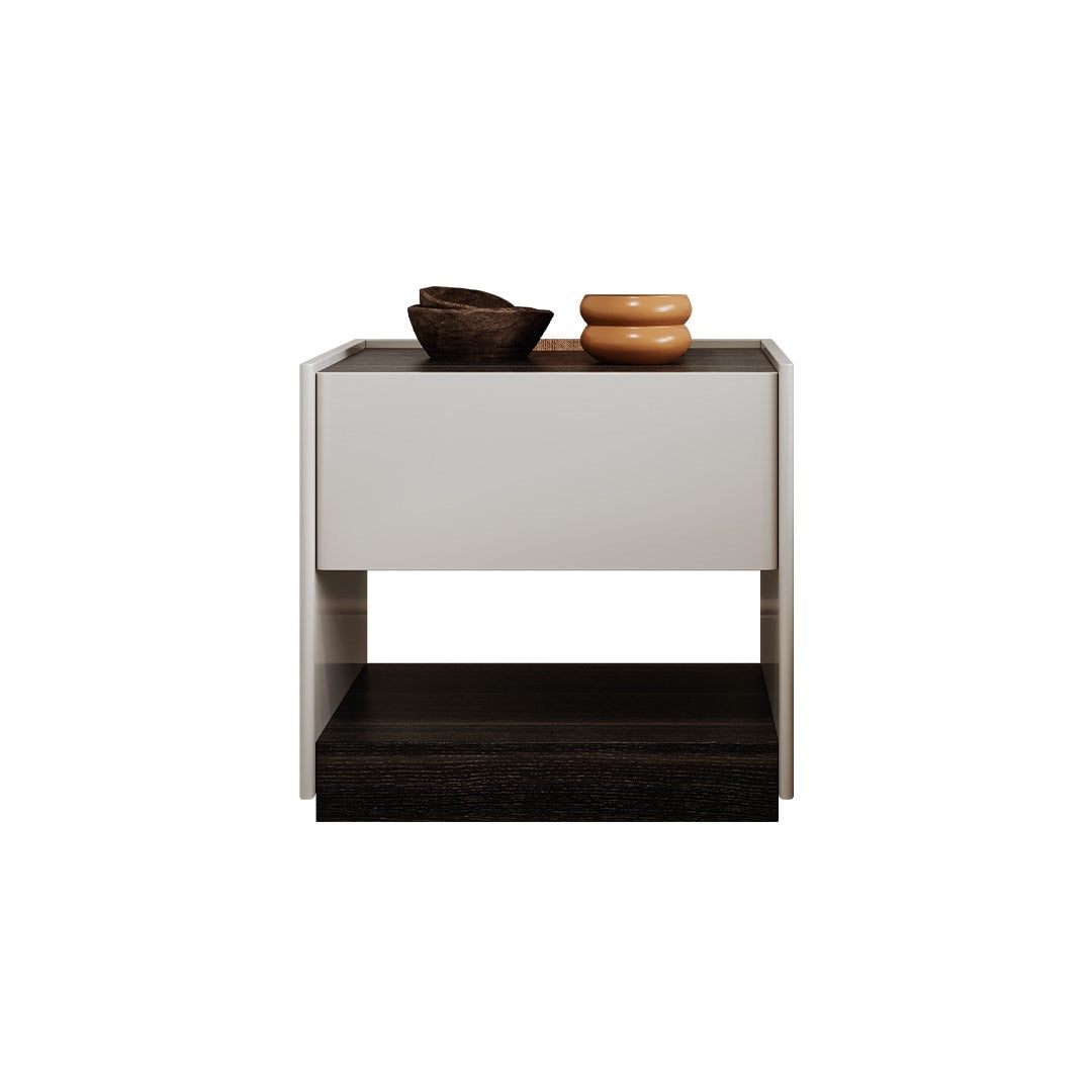 Smoked Wood Square Nightstand