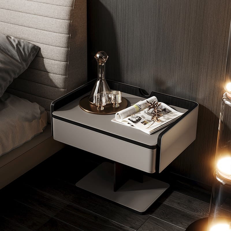 Saddle Leather Bedside Table