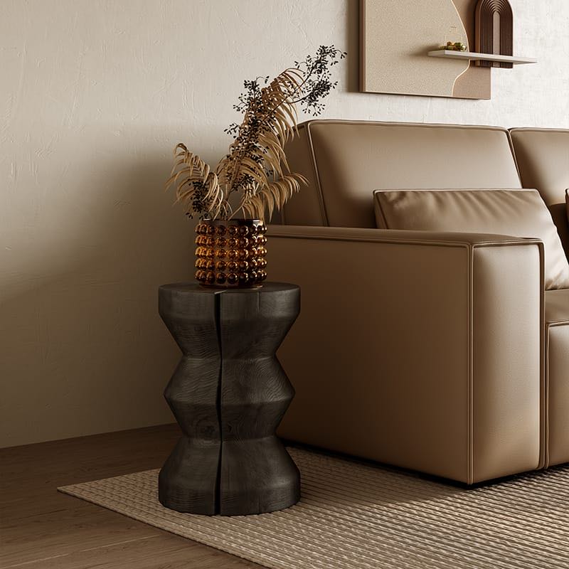 Pine Wood Stool Side Table