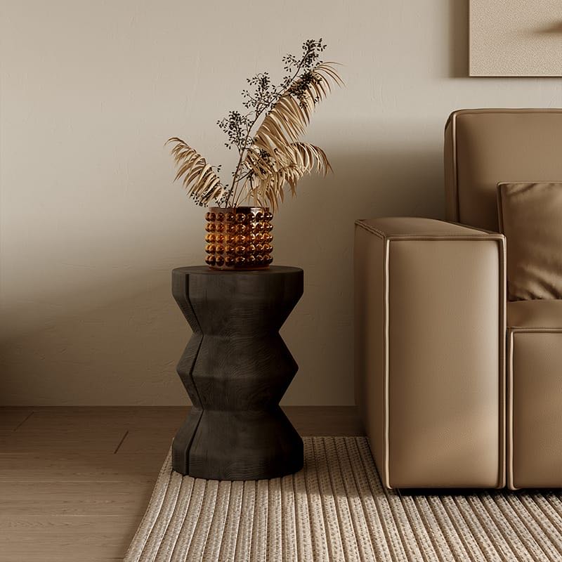 Pine Wood Stool Side Table