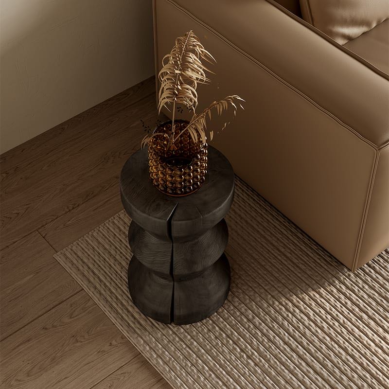 Pine Wood Stool Side Table