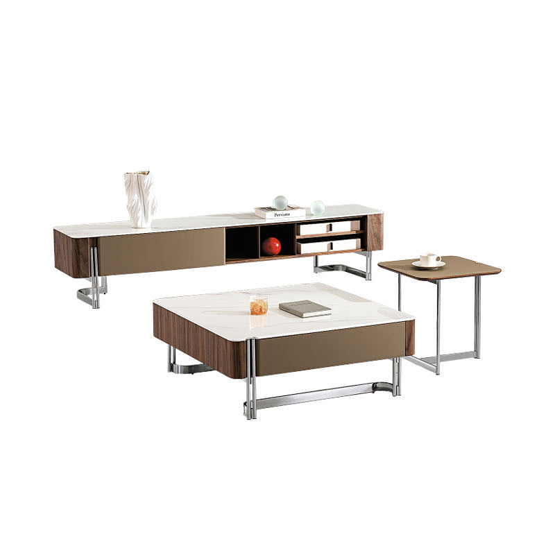 Walnut Veneer Coffee Table Set