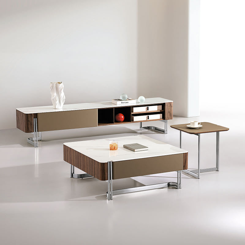 Walnut Veneer Coffee Table Set