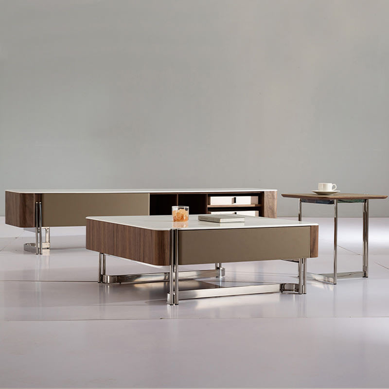 Walnut Veneer Coffee Table Set