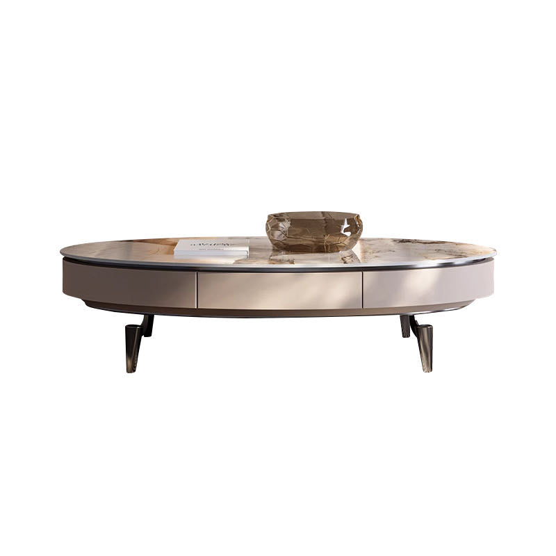 Oval Stone Top Coffee Table