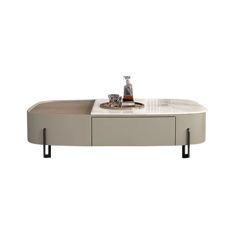 Microcrystalline Stone Coffee Table with Adjustable Tray Table