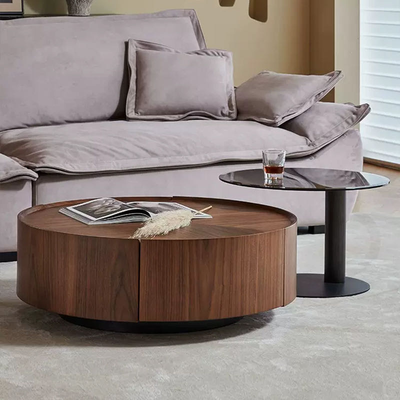 Walnut Color Round Nesting Coffee Table Set