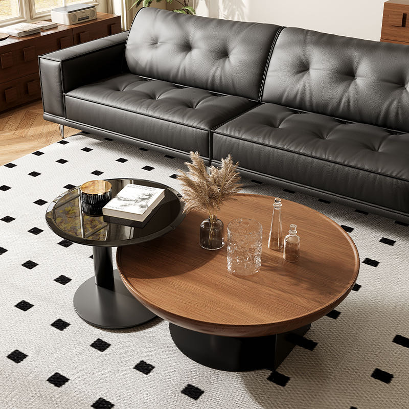 Walnut Round Nesting Coffee Table Set