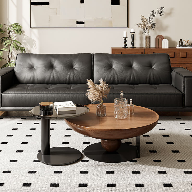 Walnut Round Nesting Coffee Table Set