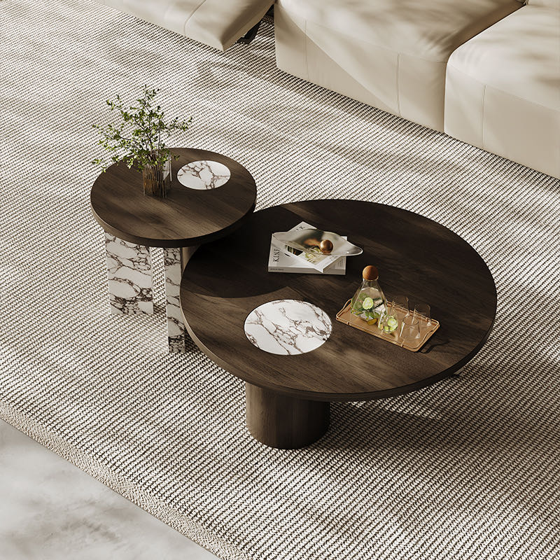 Round Nesting Coffee Table Set 2