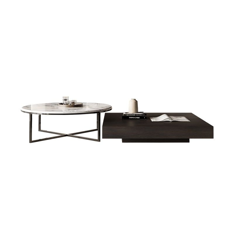 Contemporary Marble and Steel Coffee Table Set