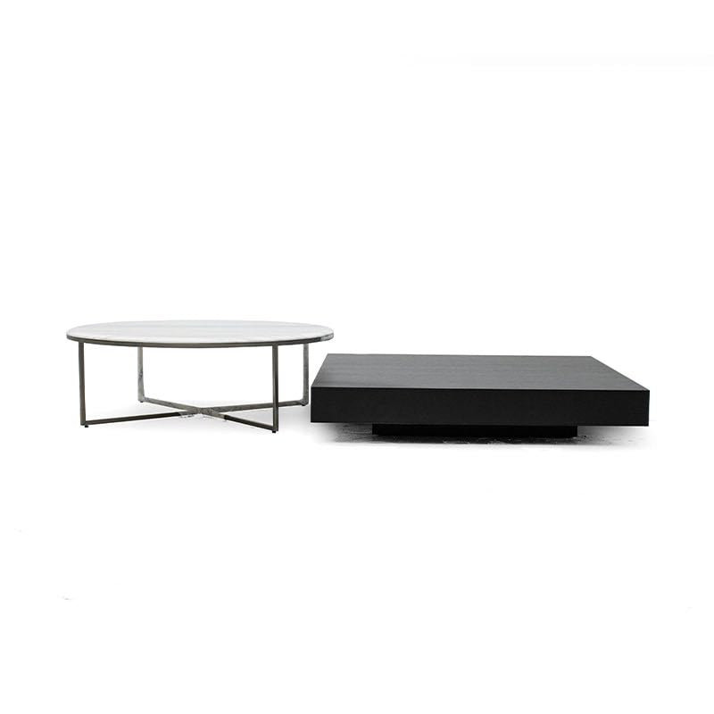 Contemporary Marble and Steel Coffee Table Set