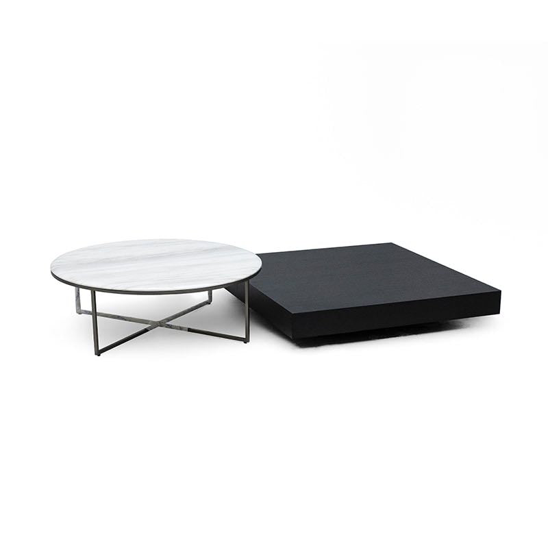 Contemporary Marble and Steel Coffee Table Set