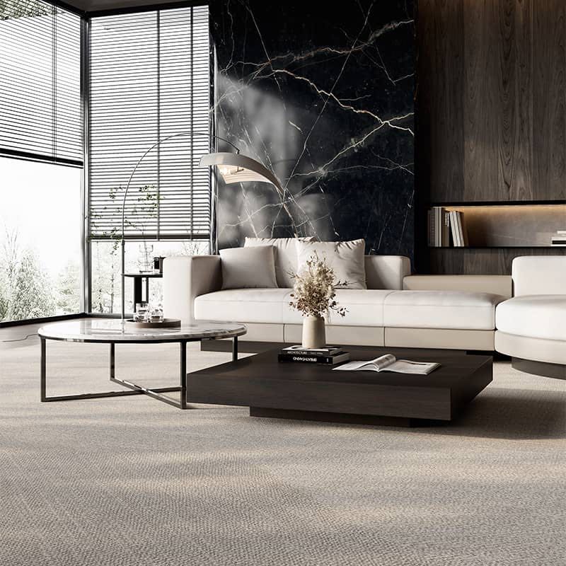 Contemporary Marble and Steel Coffee Table Set
