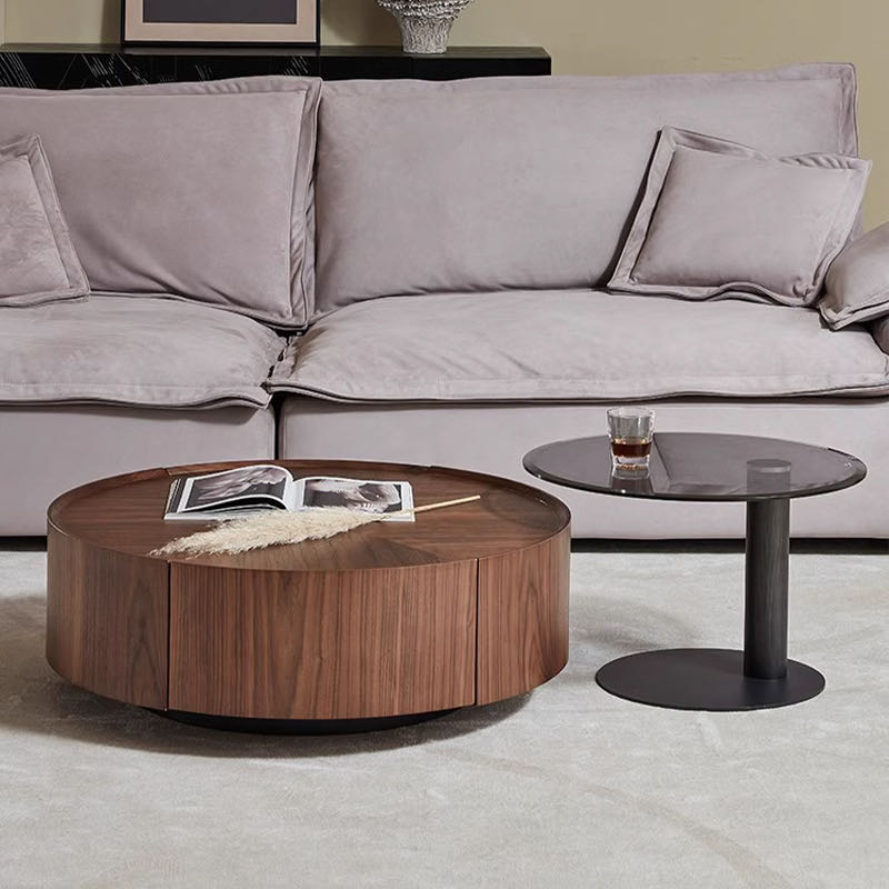 Walnut Color Round Nesting Coffee Table Set