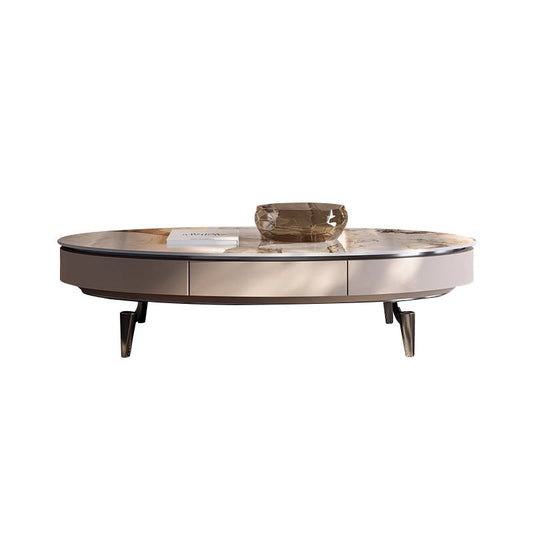 Oval Stone Top Coffee Table